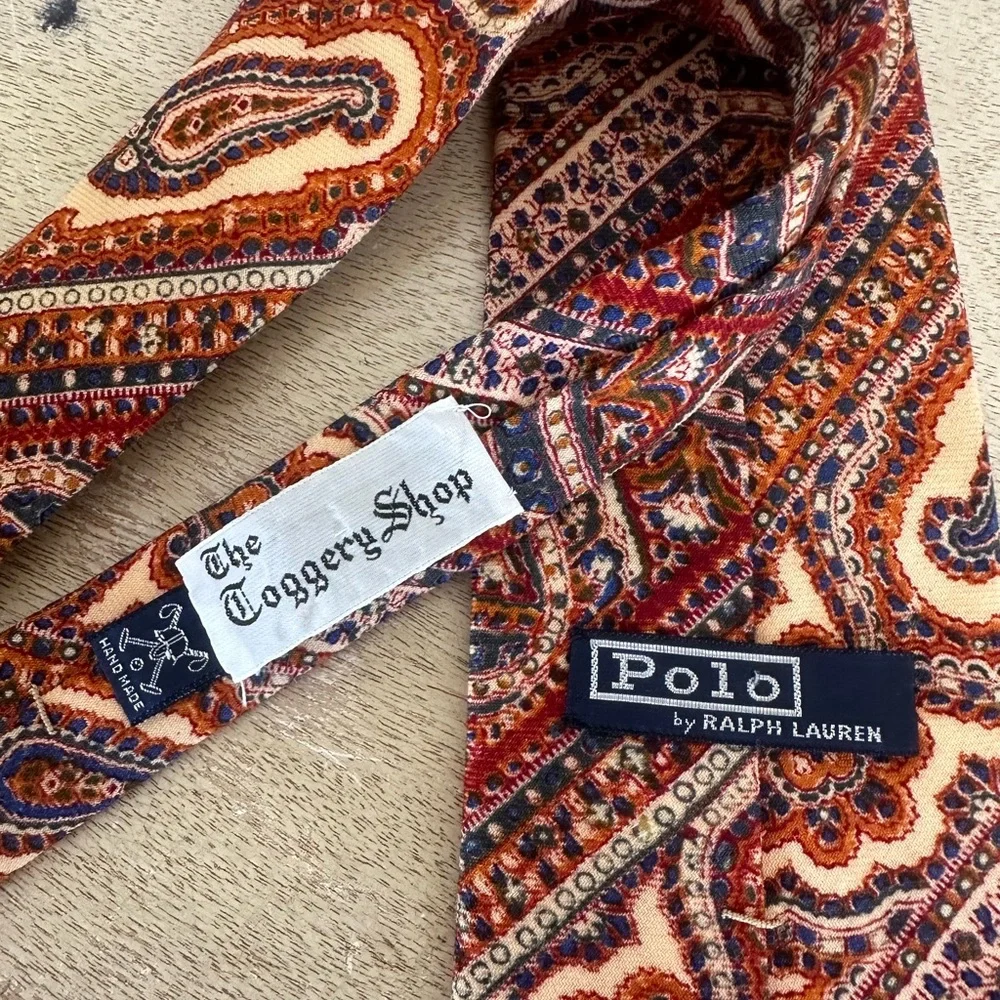 Vintage 1970's Polo Ralph Lauren Wool Paisley Tie - Picture 1 of 11